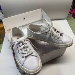 Superga Nappa Leather Lace Up Sneakers Optical White Women’s Size 37 -US 6.5